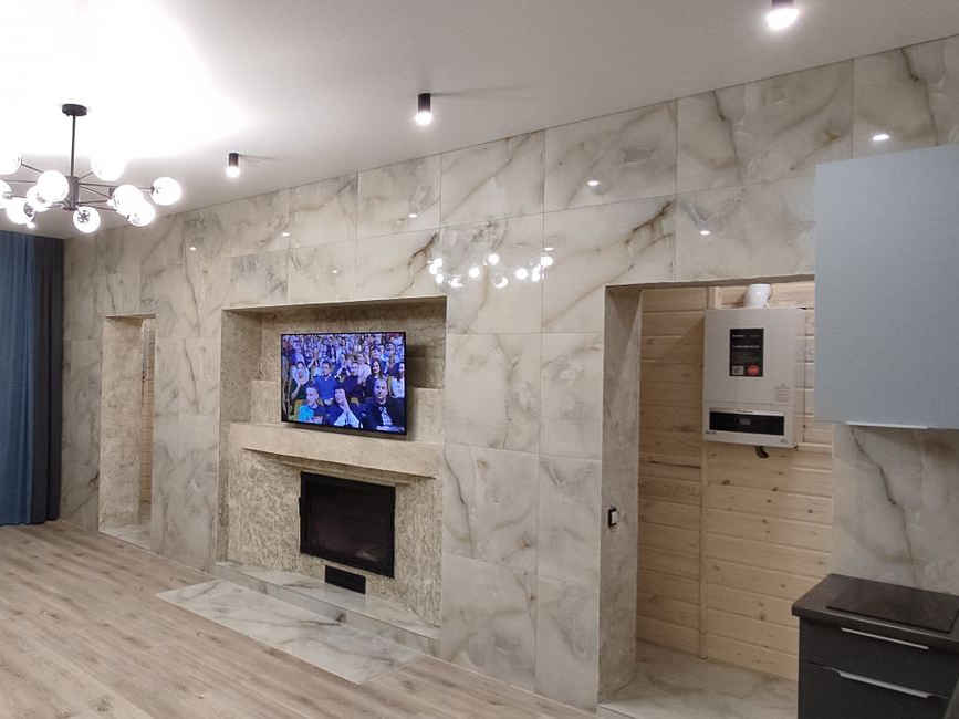 Интерьер, дом с баней и камином, Новоабзаково