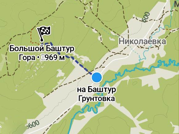 Карта, схема, гора Большой Баштур